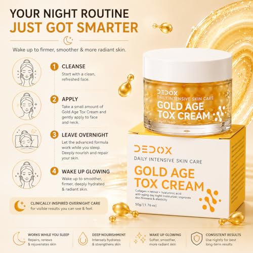 Image of Gold Age Tox Anti Aging Face Cream with Retinol, Collagen, Hyaluronic Acid 50g