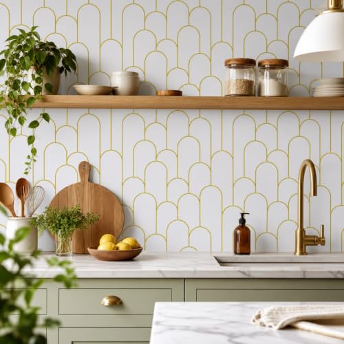 Image of FOKRIM Wallpaper for Walls Sticker Peel and Stick Removable Self Adhesive Waterproof Wall Paper for Home Kids Room Play Room (White LINE)