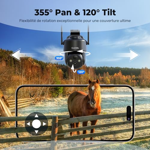Codnida 4G LTE Caméra de Surveillance Extérieure sans Fil Solaire avec Carte SIM,9000mAh Batterie,2K HD,Vision Nocturne Couleur,Audio Bidirectionnel,IP66 – vue 6