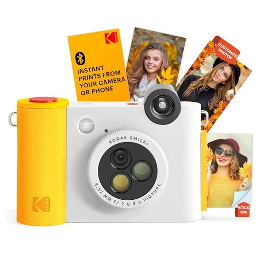 KODAK Smile+ 2-in-1 Digital Instant Print Camera & Wireless Bluetooth Photo Printer - 10MP, Special-Effect Rotating Lens, Zink 2x3” Sticky-Back Photos, Print via Fun App from Smart Devices - White