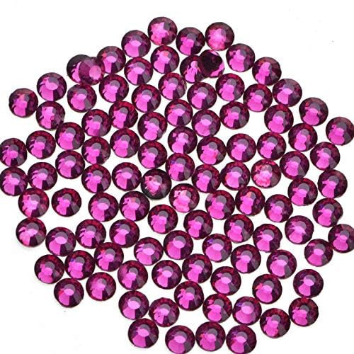 Image of 1000 Pieces Hot Fix Glass Flatback Rhinestones HotFix Round Crystal Gems (Fuchsia, SS20)