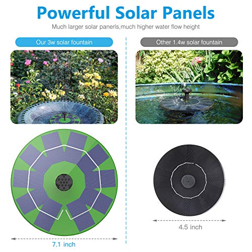 AISITIN Fontein op zonne-energie, met 3,0 W, groen zonnepaneel, vijverpomp, waterpomp op zonne-energie, drijvende fonteinpomp met 6 fonteinstijlen voor tuin, vogelbad, visreservoir - Image 3