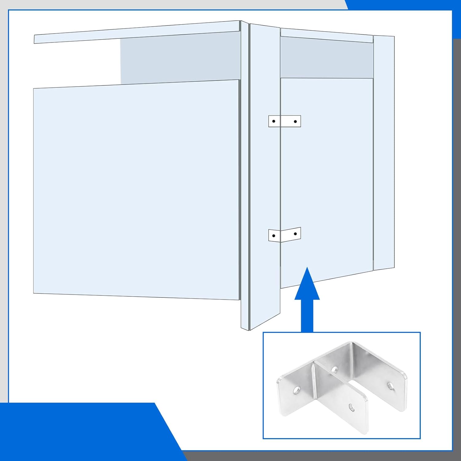 Blulu 2 Pack One Ear Bathroom Partition Hardware Wall Bracket Urinal Screen Bracket for 1 1/4 Inch Panels with Fasteners Restroom Partition Hardware for Bathroom Shelves Fixtures and Home Projects