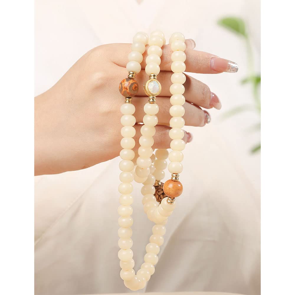 108 Collana con Braccialetto di Perline Bodhi Naturali stagionate