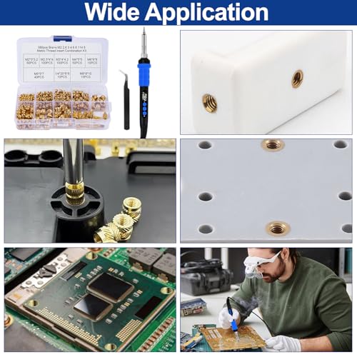 Outils d'insertion thermique fer à souder numérique 90W et écrous filetés - 8