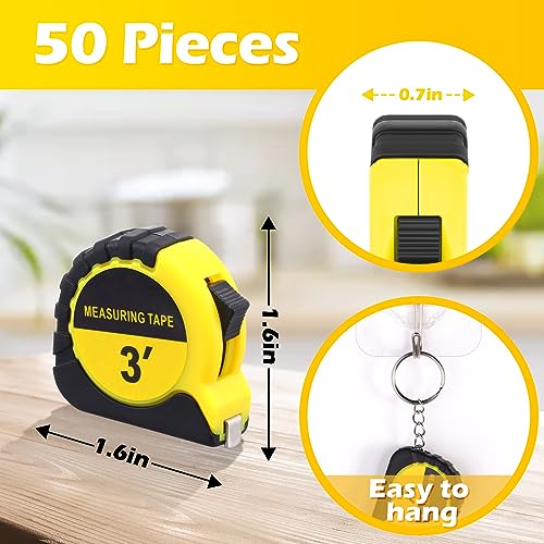 Kanayu WAE-KANAYU-2201 50 Pieces Small Tape Measure Keychains 3 Ft Mini Retractable Measuring Tape thumb #1