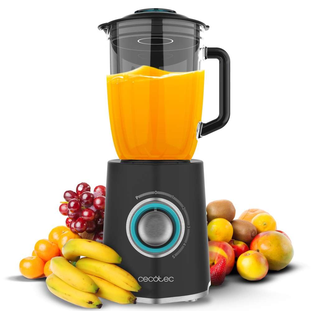 Cecotec Batidora de Vaso Power Black Titanium 2000MAX Mix Go. 2000W Potencia Máxima, Acacados en Acero Inoxidable, Cuchilla con Recubrimiento de Titanio Negro, Capacidad 1,5L - 1