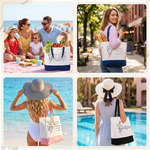 Image of 6 Pcs Thank You Canvas Bag for Women Reusable | Housekeeping Week Gift, Employee Appreciation Gifts Tote for Women Nurse Teacher, Grocery Shopping, Retirement Gift, Canvas