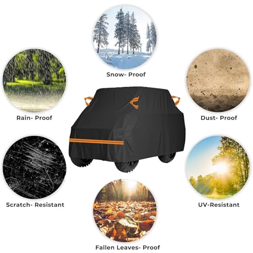Image of generic utv Cover Compatible with Kawasaki Teryx 2014-2021 2 Seater,210D Outdoor car Cover,Snowproof,Windproof and Rainproof,All-Weather Protection,with Reflective Strips(Black)