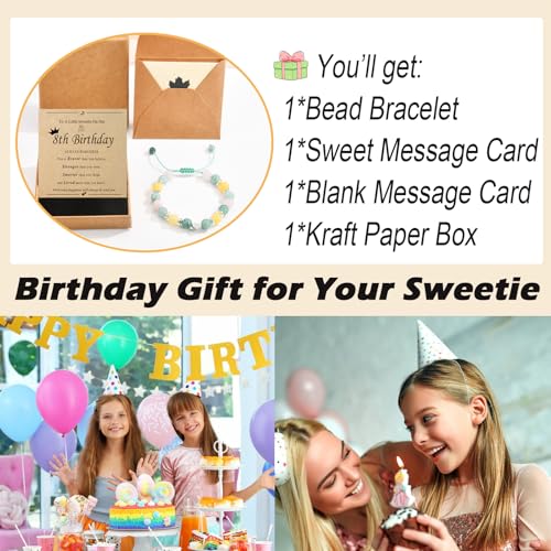 Image of 8th Birthday Gifts for girls 8 Year Old Beaded Bracelet Sweet Heart gifts for Daughter /Granddaughter /Niece /Friends