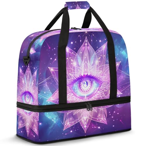 Large Weekender Overnight Bags Galaxy Evil Eye Travel Duffel Bag for Women Men Gym Bag With Shoe Compartment Foldie Travel Tote Bag Carry On Personal Item Bag for Travel Gym Sports