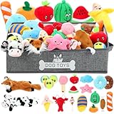 Zopeal 20 Pcs Dog Toy Set with Storage Box, Plush Squeaky Toys, Crinkle Plush No Stuffing Dog Ball & Tennis Balls, Interactive Chew & Fetch Toys for Small and Medium Puppy, Gift for Puppy Lovers