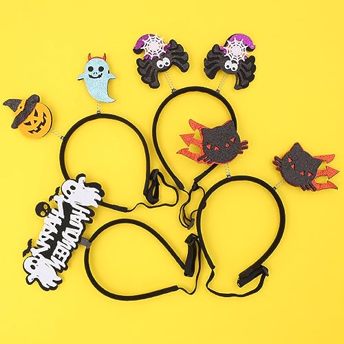 Geluode Dog Halloween Headband,Halloween Hair Hoops 4 PCS,Ghost Spider Witch Cat Trident Pumpkin Hairbands Dog Accessories Pet Headpiece For Halloween Party Dog Fancy Dress Costume Cosplay - Image 4