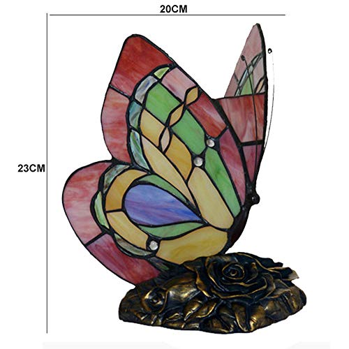 Lampe de table papillon en verre teinté E14 et socle résine - 6