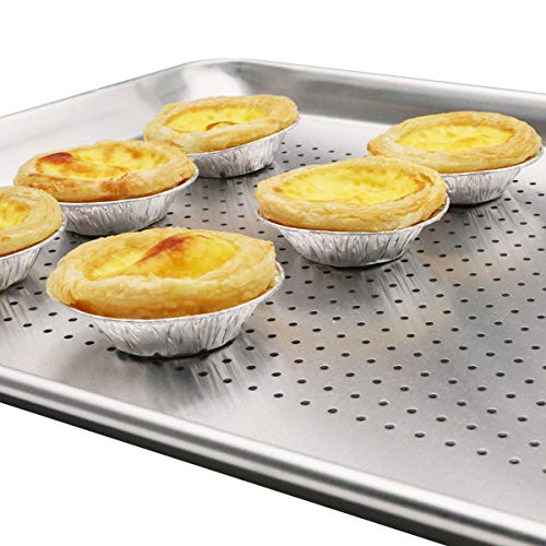Firsmat Aluminum Perforated Half Sheet Pan For Baking Half Size Bakery Sheet Tray Metal Cookware Medium Bakeware 13X18 Inches #TOP3