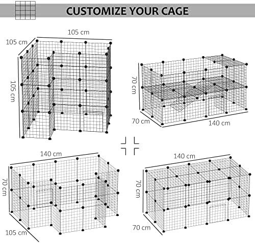 PawHut DIY Pet Playpen Metal Wire Fence Indoor Outdoor Guinea Pig Rabbit Small Animals Cage 36 Panel Enclosure Black