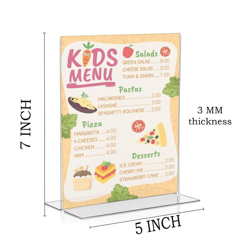 Image of Shuban Acrylic Sign Holder Table Sign Holder Double Sided T Shape Clear Plastic Desktop Display Holder Vertical Menu Stand Sign Holders for School, Office, Hotel, Party (05 X 7 Inch-2Pcs)