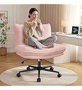 DurayLoly Criss Cross Chair with Wheels, 7" Extra Thick Cross Legged Office Chair, Height Adjusta...