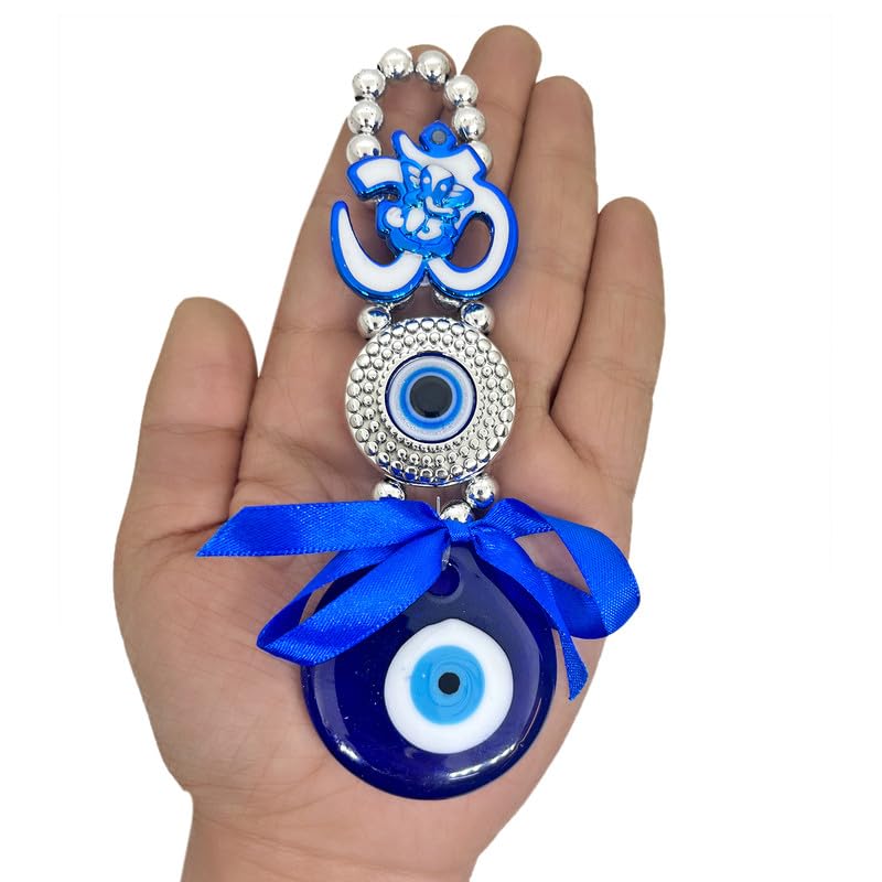 Evil Eye Hanging Lucky Om,Ganesha Nazar Battu for Home Protection, Good Luck Charm and Prosperity at Car, Office and Home (Pack of 1)