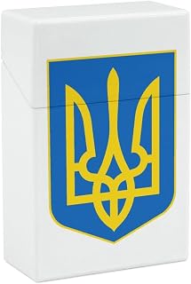 Coat of Arms of Ukraine Cigarette Case Portable Cigarette Box Holder Flip Open Storage Case for Men Women