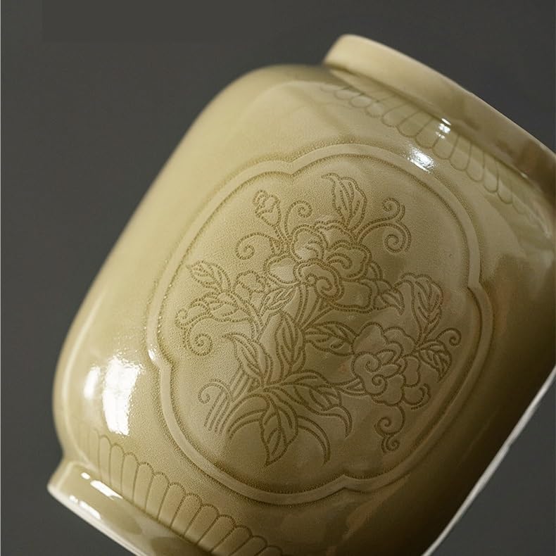 LYGSWDB Zestaw do herbaty Pojemnik ceramiczny do przechowywania słoika Ręcznie robiona ceramiczna puszka do herbaty Domowa kuchnia Herbata w zamkniętej puszce Słoik do przechowywania herbaty