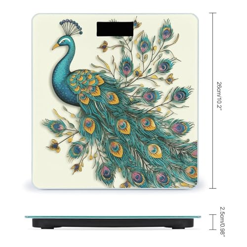 Báscula digital de baño con diseño de pavo real miniatura 2