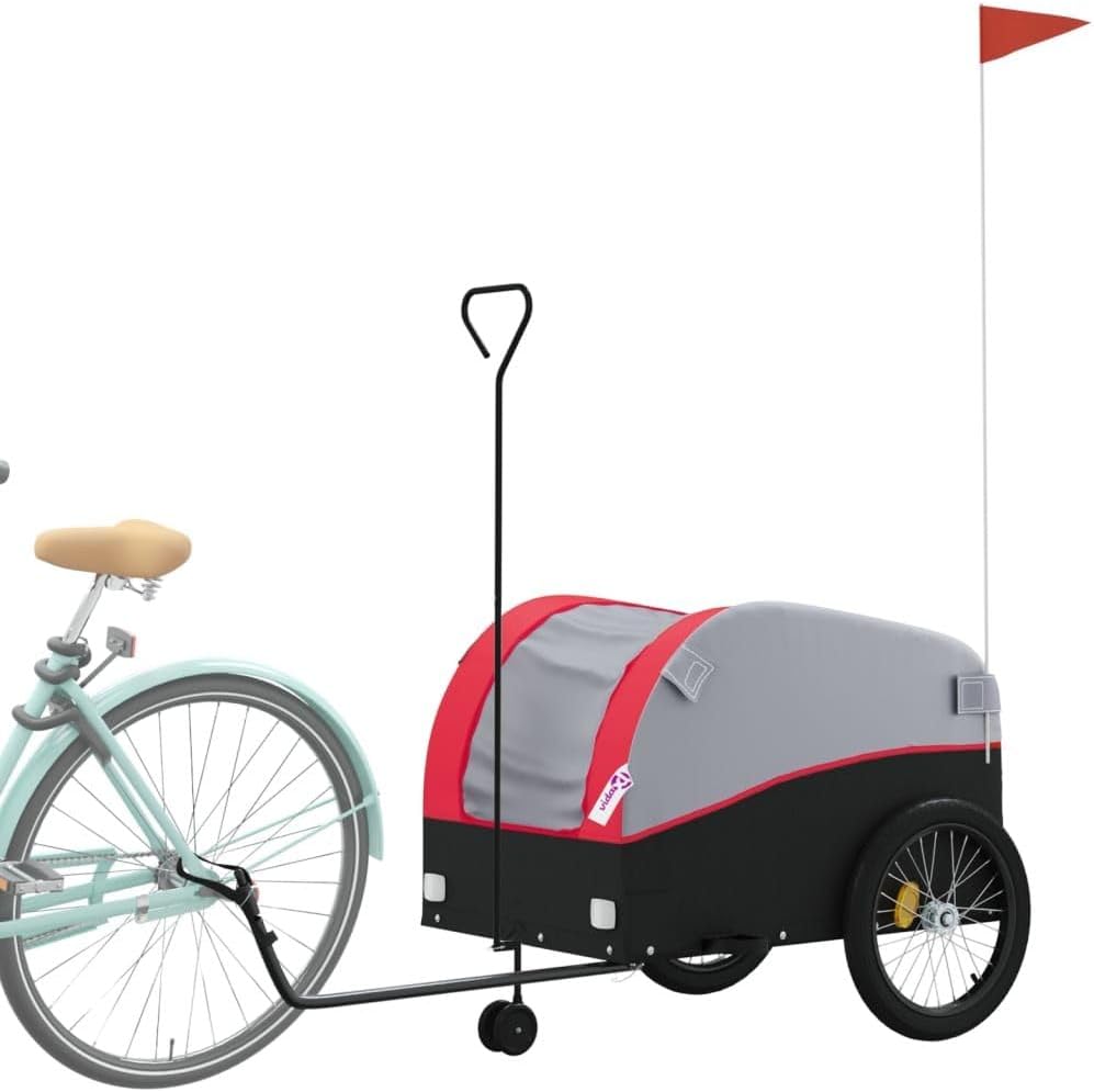 Bike Trailer Black and Bicycle Cargo Trailer Red 99.2 lb Iron, Heavy-Duty Child and Pet Bicycle Trailer, Steel Frame with Bike carts for Cargo Harness, for Toddlers Dogs Outdoor
