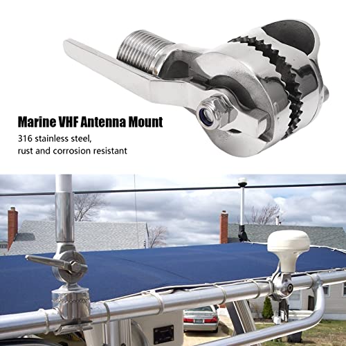 Image of Estink Marine VHF Antenna Mount, 316 Stainless Steel Adjustable Ratchet Rail Mount for Boat, Yacht, RV, Fits 22-25mm Rails
