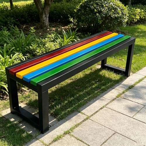 Banco de jardín de acero con estructura resistente negra de 150 cm 2