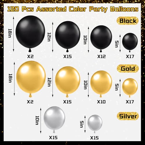 Chitidr Black Gold Party Decoration Kit Birthday Decorations - image 6