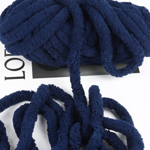 Image of 8 Packs Jumbo Chunky Chenille Yarn - 2040g(72oz) 245 Yards (224m) Bulky Yarn - Chunky Yarn for Hand Knitting Blanket,Cushions, Pet Bed - Soft and Durable(Vintage Blue)