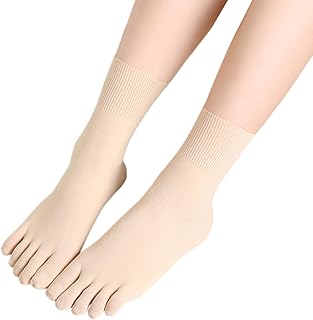 Oyrcvweuy Breathable Women Man Ribbed Middle Tube Sock Spring Summer Sock Moisture Wicking Toe Sock Antiskid Five Finger Sock Summer Sock fleshcolored