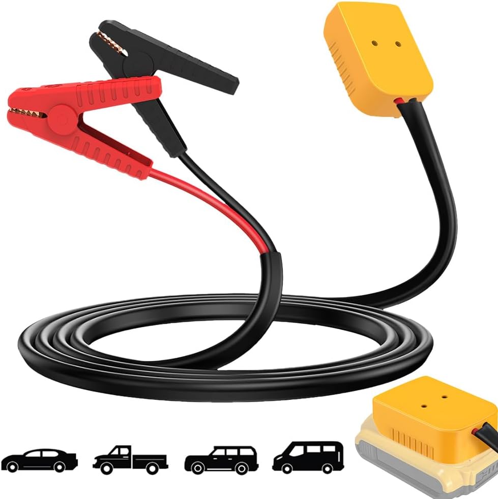 Battery Jump Starter, 8AWG Jumper Cable, Clamps Automotive Booster Cable for Car for De.Walt 18V/20V Batteries-1PCS