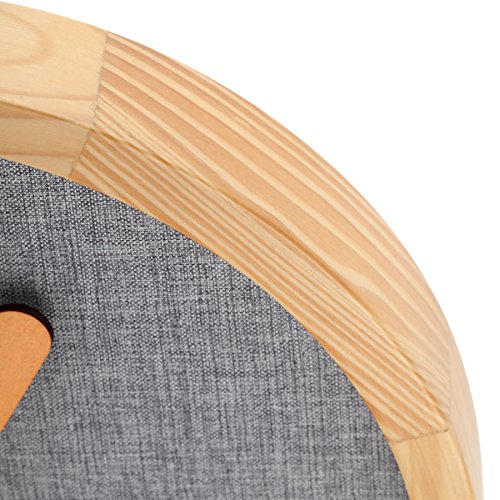 Unek Goods Nextime Calm Wall Clock, Round, Natural Wood Frame & Hands, Soft Grey Fabric Face, Battery Operated #TOP3