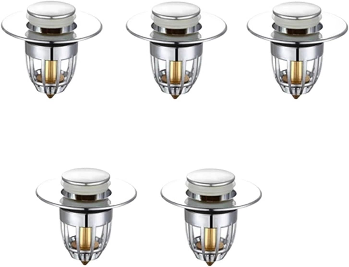 Basin Drain Bounce core Filter Press Type electroplated Brass core washbasin Sink Anti Blocking(Copper core-5pcs)