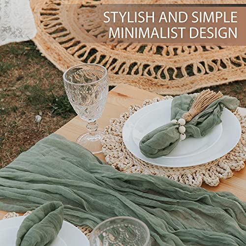 Dua Dècor Sage Green Cheesecloth Table Runner +10 Cheesecloth Napkins(144” X 35”) Wedding Decorations For Reception – Gauze Table Runner For Picnic Table- Perfect Table Settings For Dining Table Decor #TOP6