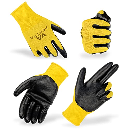Acktra Ultra-Thin Pu Safety Work Gloves 12 Pairs, Wg002 Black / Black, X-Large #TOP3