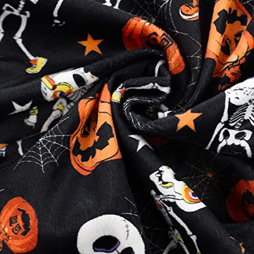 Image of Fitwarm Halloween Skeleton Dog Costume Lightweight Velvet Pajamas Pet Clothes Doggie PJS Puppy Onesie Doggy Outfits Cat Jumpsuits Black Large