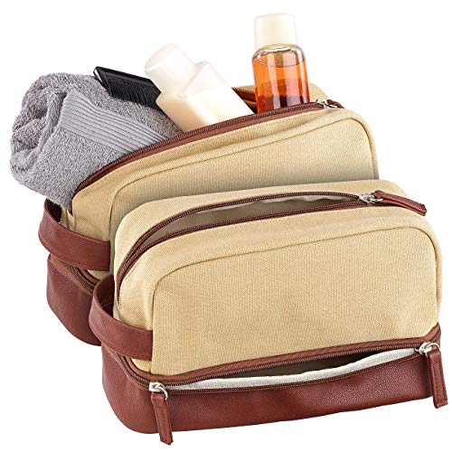 Xcase Kosmetiktasche: 2er-Set geräumige Canvas-Kulturbeutel mit 2 getrennten Fächern (Kosmetik-Taschen, Kosmetikbeutel, Reisetaschen)