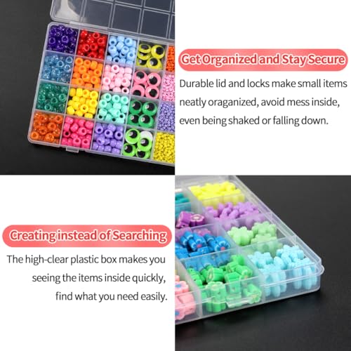 Image of IOOLEEM 32 Grids Plastic Bead Organizer Box, Organizer Container Storage Box, Dividers for Bead Arts and Crafts.(4 Pack)