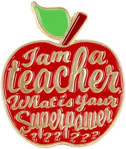 Teacher Lapel Pin Brooch 2.8cm Metal Badge - Teacher SuperPower - Red