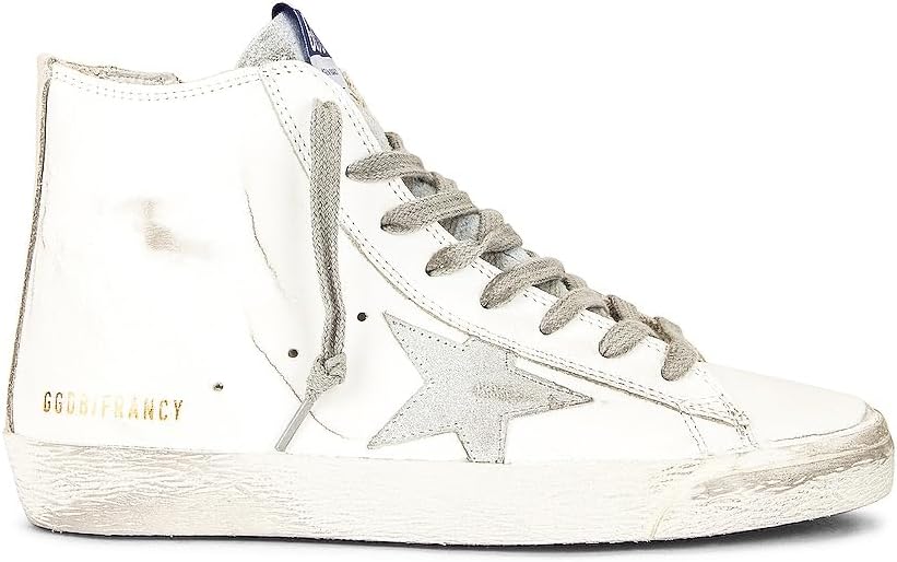 Golden Goose Women's Fashion Distressed Sneakers - Italian Francy Leather Upper Laminated Trendy Shoes White