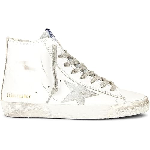 Golden Goose Women's Fashion Distressed Sneakers - Italian Francy Leather Upper Laminated Trendy Shoes White