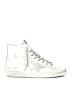 Women's Fashion Distressed Sneakers - Italian Francy Leather Upper Laminated Trendy Shoes White