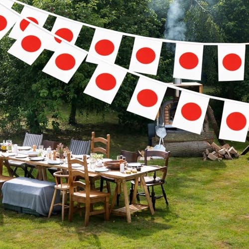 Image of Japan Flags Japanese String Flag Banners for Patriotic Events Independence Day Sports Bars Inside Outside Decorations 33 Feet 30 Flags