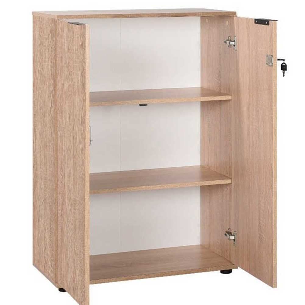 BAKAJI Meuble 3 étagères Maison Bureau Porte-Documents avec clé Module, Chêne Naturel, Small