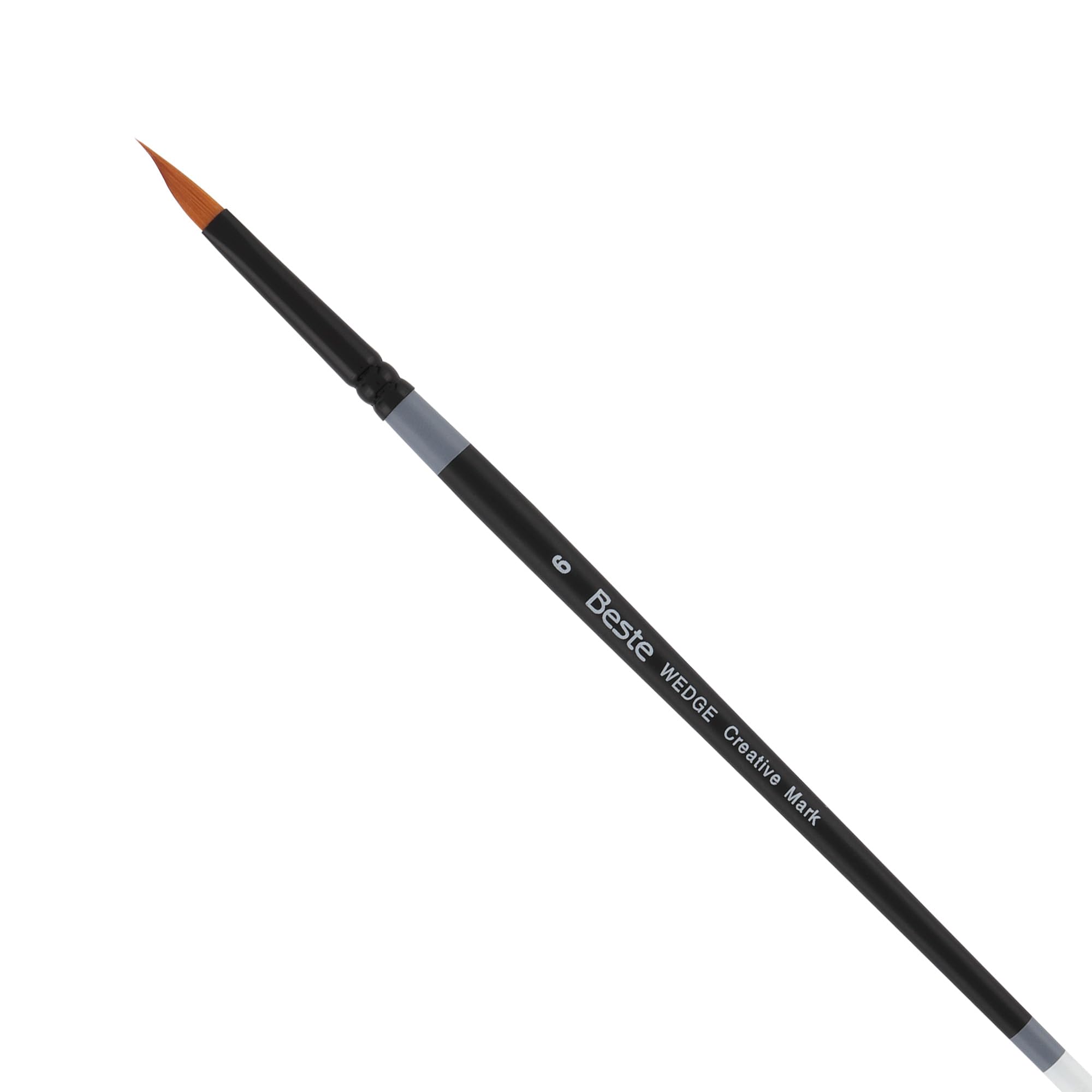 KINGART Premium 6 Pc. Radiant 6350 Series Liner Artist Brush Set, Golden Synthetic Hair For Acrylic, Oil, Watercolor Painting, Short Handle, 6 Sizes