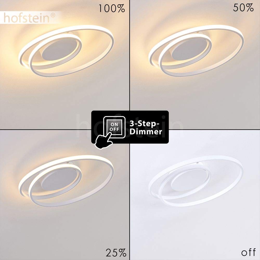 HOFSTEIN LED Deckenleuchte Leksund, dimmbare Deckenlampe aus Metall in Weiß mit Lichteffekt, dimmbar über Lichtschalter, max. 24 Watt, 2200 Lumen, 3000 Kelvin, Esszimmer, Wohnzimmer, Schlafzimmer