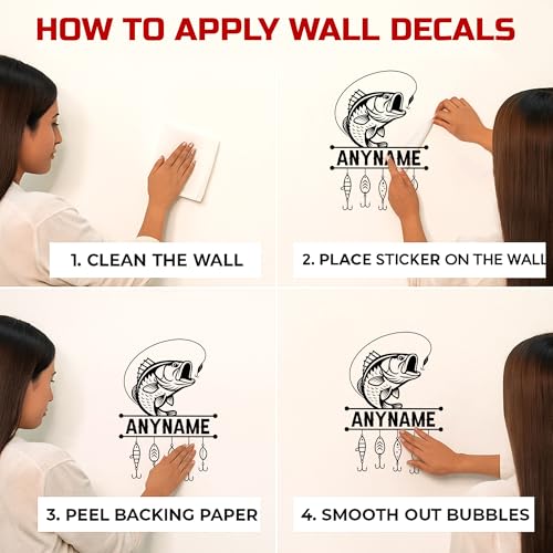 Vinilo decorativo personalizado para pared de pez bass miniatura 4