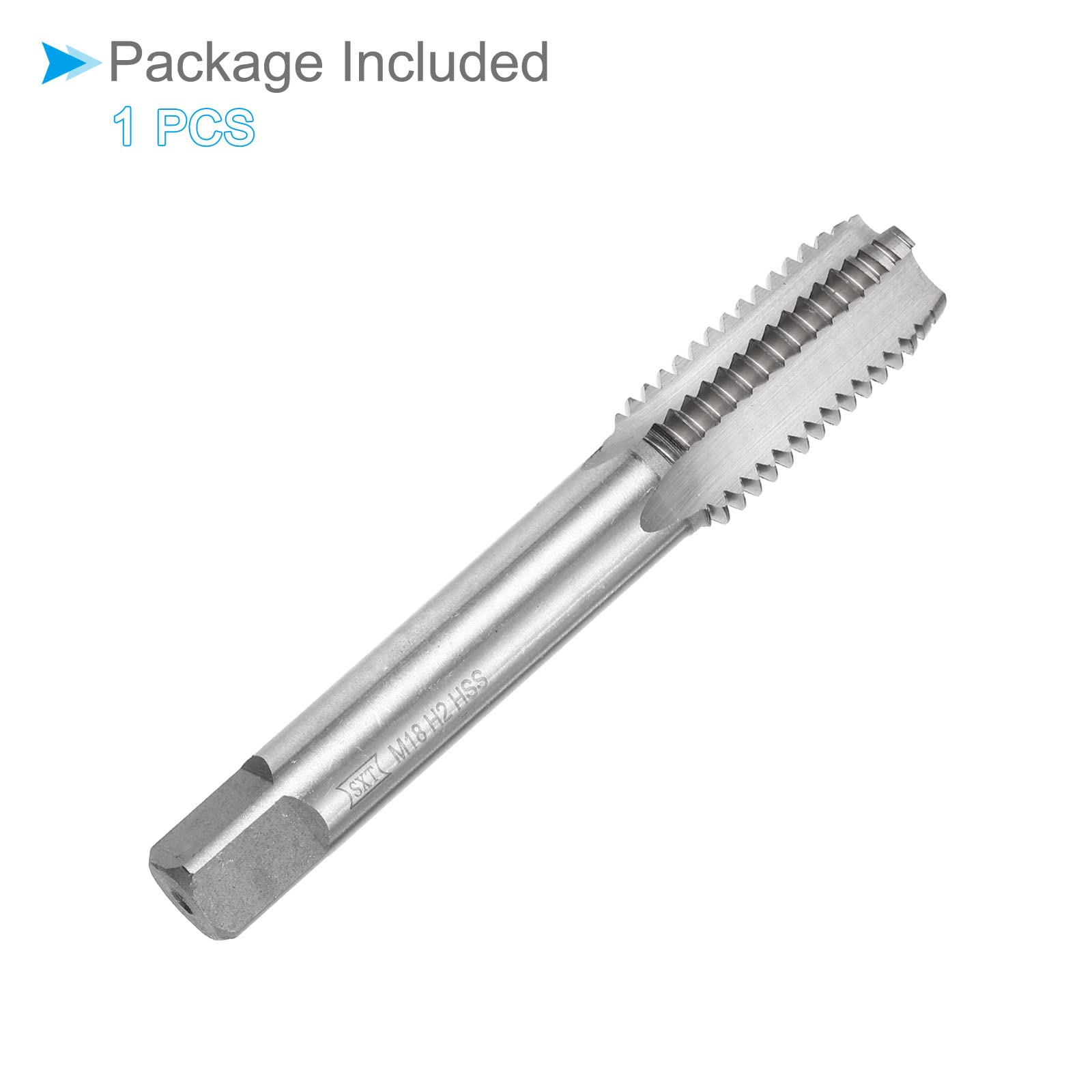 Rosca Fresado Machos, Métrico M18 x 2.5 Rosca 2A, Alta Velocidad Acero Máquina 4 Rectas Flautas Tornillo Roscado Herramienta - (Aplicaciones: para Roscado Máquina), 1uds
